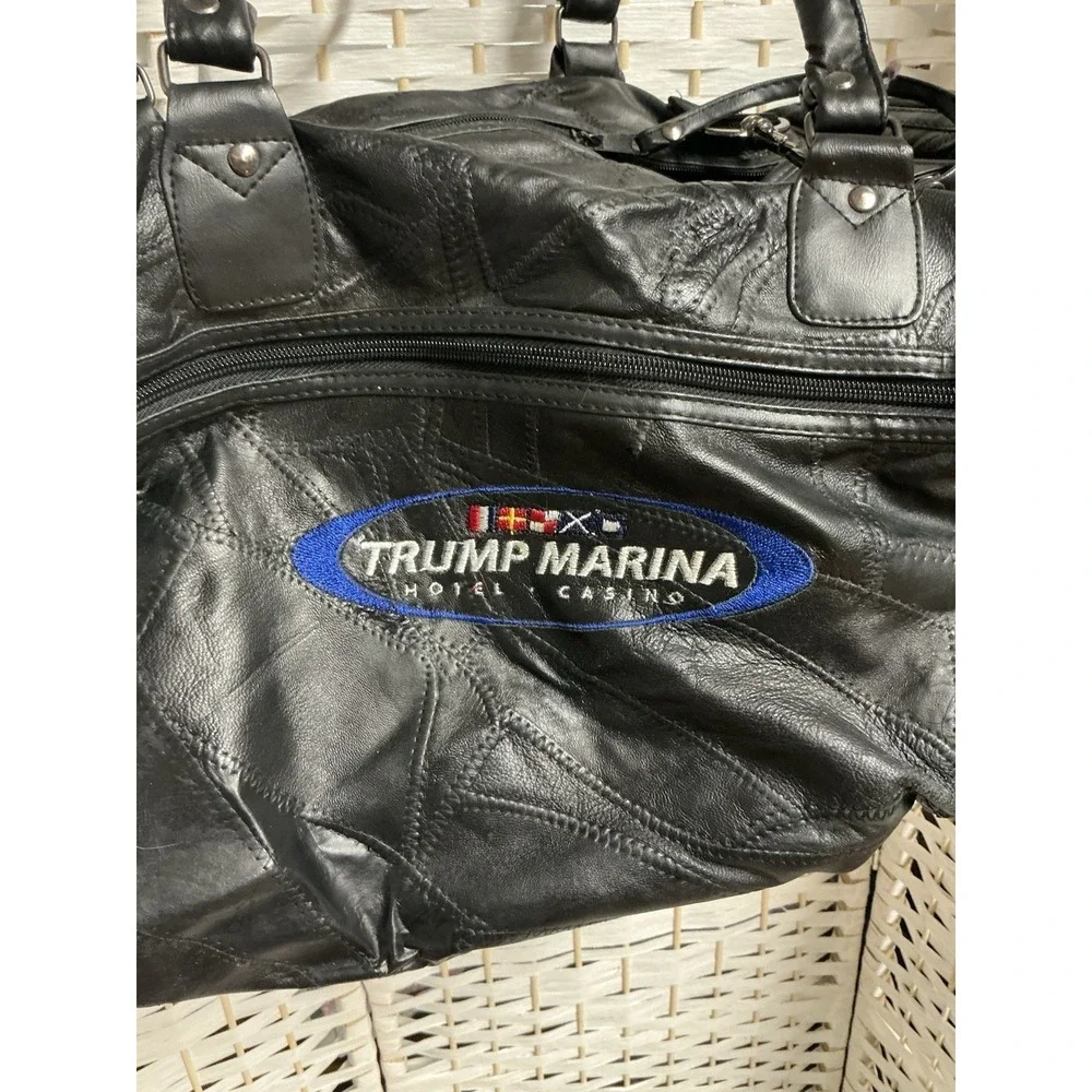 Vintage Trump Marina Hotel Casino Leather Duffle Travel Bag,‎ Atlantic City NJ